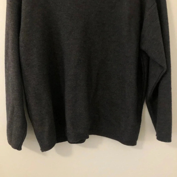 Italian Wool Blend Benetton Quarter Zip Collar Gray Sweater Medium M - Picture 6 of 8